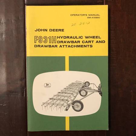 Photo John Deere F931H Hydraulic Wheel Drawbar Cart  Attachments manual $5
