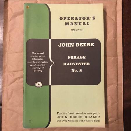 Photo John Deere Forage Harvester No. 8 Operators Manual $5