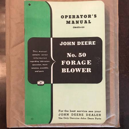 Photo John Deere No. 50 Forage Blower Operators manual $5