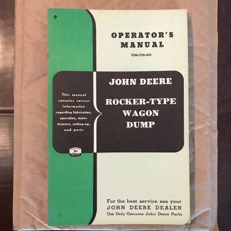 Photo John Deere Rocker-Type Wagon Dump Operators Manual $5