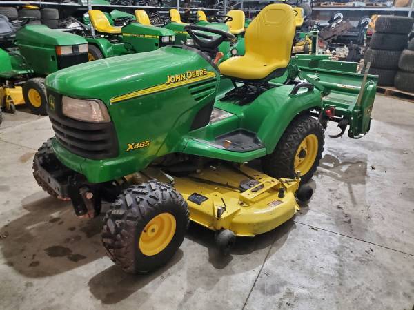 Photo John Deere X485 garden tractor with model 450 tiller $9,000