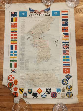 Photo Korea Map of the War 1953 Pacific Stars and Stripes $50