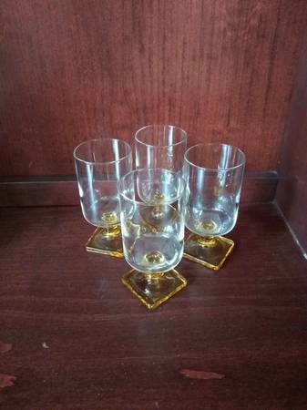 Photo Mid Century Rosenthal Style Linear Square Base Cordial Sherry Stemware $30