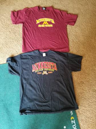 Photo Minnesota Golden Gophers Tee Shirts, 2XL, 24 across armpits $10