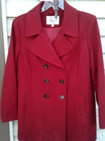 NEW wtags Womens Bass Red Orig$250 Wool Blend Coat $100