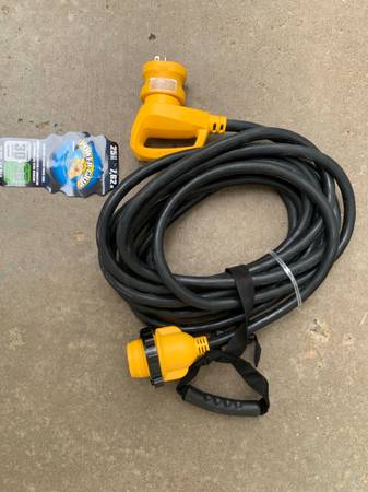 Photo RV Camco 25 PowerGrip Extension Cord with 30M30F- Straight Locking Adap $50