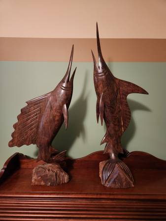 Photo Sailfish and Marlin Fish Hand Carved Solid Wood - $225.00 Ea $225