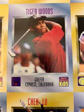Photo Tiger Woods rookie card Sports Illustrated for Kids $325