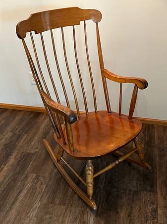 Photo VINTAGE Nichols  Stone Wooden Adult Rocking Chair $75