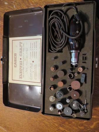 Vintage Casco Electri-Craft Power Tool, like Dremel, case, many parts $50