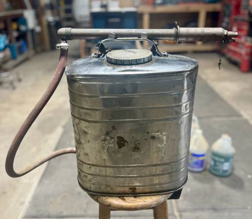 Photo Vintage Indian Stainless Steel Backpack Sprayer $60