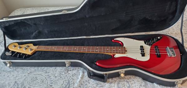 1997 Fender American Jazz bass in candy apple red $1,275