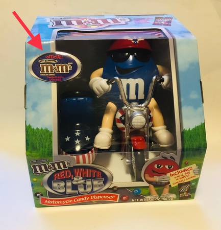 Photo M  Ms Red, White n Blue Motorcycle Candy Dispenser $10