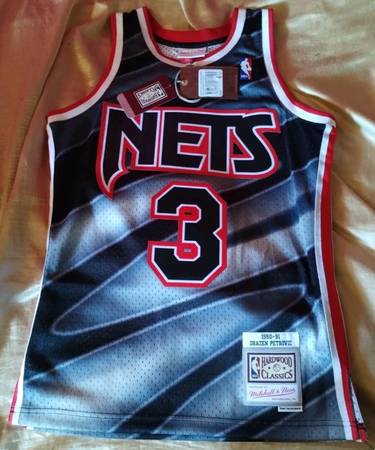 Photo NWT 3 Drazen Petrovic New Jersey Nets Mitchell Ness Swingman 1990 $60