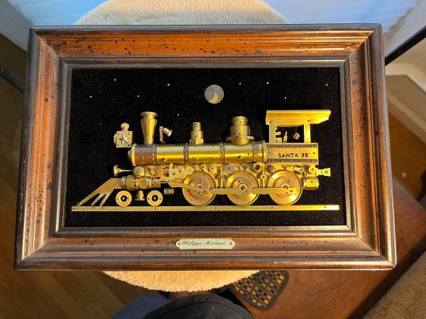 Photo Orig Metal Sculpture by Philippe Michaud Virginia Truckee Railroad Engine Steam $50