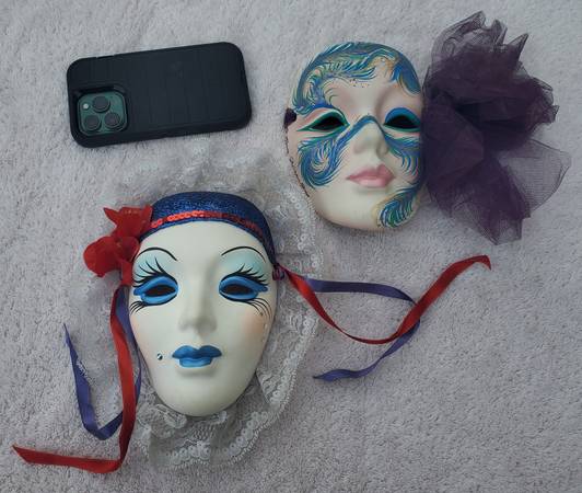 Photo Vintage clay Wall Masks from New Orleans $134