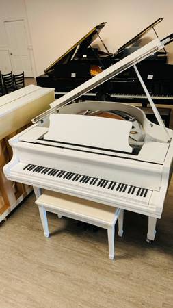 Pearl River Royal White with Silver Accents 410 Smallest Baby grand $9500 or $9,500