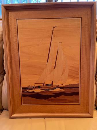 Photo Jeff Nelson Hudson River Inlay Wood Marquetry Art - Sailboat - $50 (Elgin)