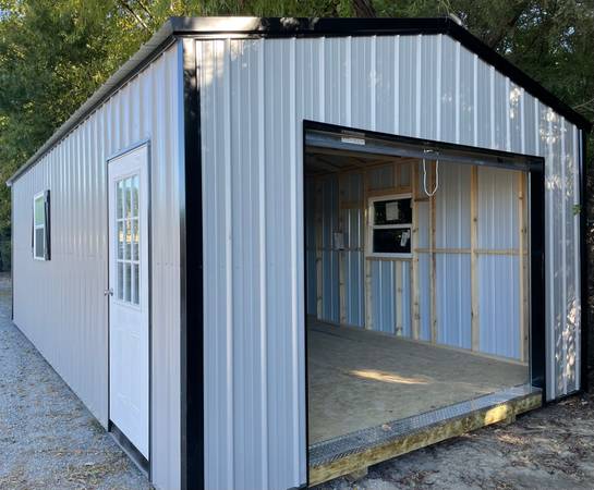 Photo 14x28 Vertical Metal A-frame storage shedgarage - RTO Available $11,395