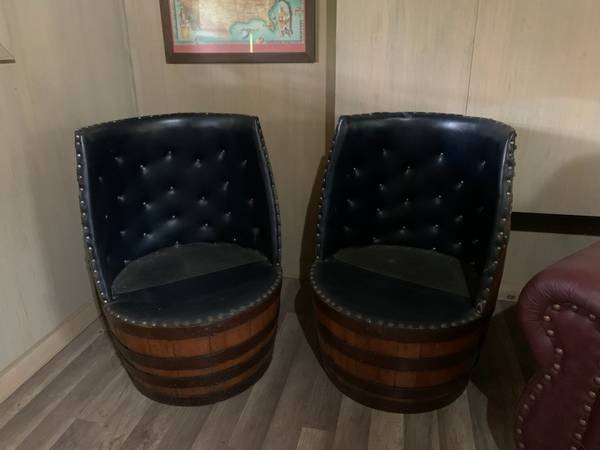 Photo 2 Vintage Jack Daniels barrel chairs pub bar $300