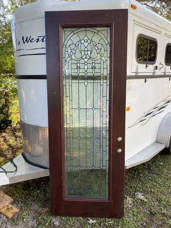Photo 8 foot tall full-light leaded glass door $600