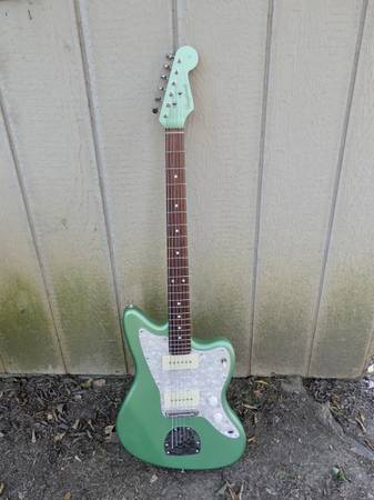 Photo Baritone Jazz Master Guitar Avocado Green by Haggtronix $900