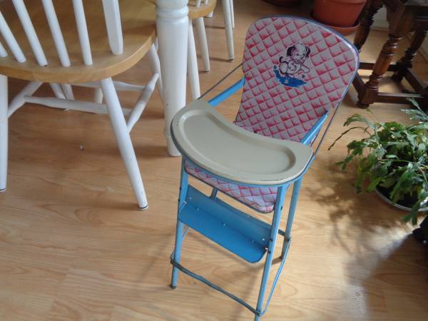 Photo Vintage J. Chein Litho Tiny Toy Doll Highchair h Chair $30