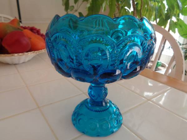 Photo Vintage Moon  Stars Blue Pedestal Vase $20
