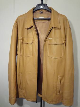 Enyce New York  Mens Camel-color Heavy Leather Coat - Rare $600