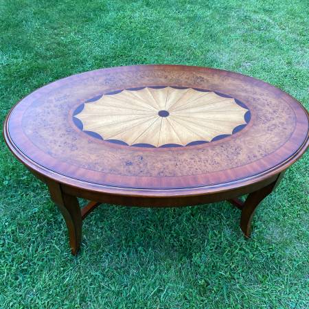 Photo Maitland Smith Coffee Table Oval Inlay wood $400