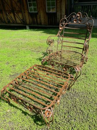 Photo VintageAntique wrought iron Lounge chair and ottoman $499