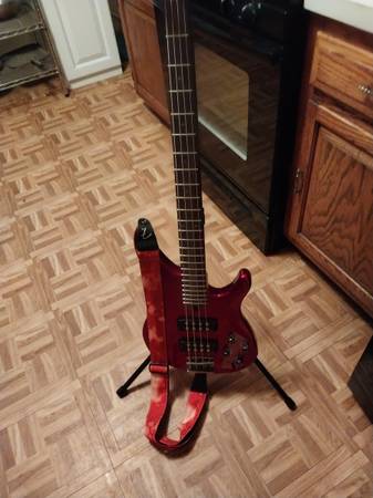 Yamaha cherry red 4 string electric bass guitar used one time like new $300