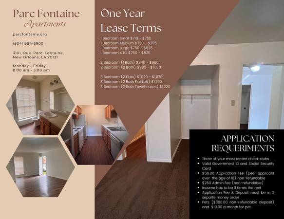 Photo Apartments for Rent New Orleans $710