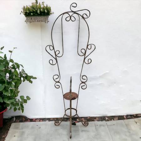 Photo Circa 1920 American Wrought Iron Standing Plant Stand $40
