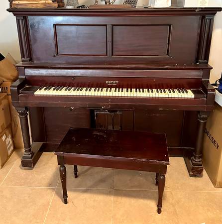 Photo 1920s Estey Upright Player Piano and Bench $100