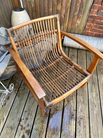 Photo CB2 teak wood lounge chair $75