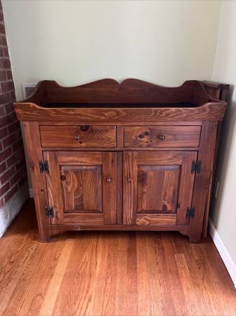 Photo Ethan Allen Country Craftsman Dry Sink Pine 19-6325 219 Med Brown finish RARE $450