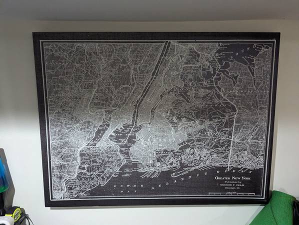 Large Old New York Street Map Canvas Wall Art $40