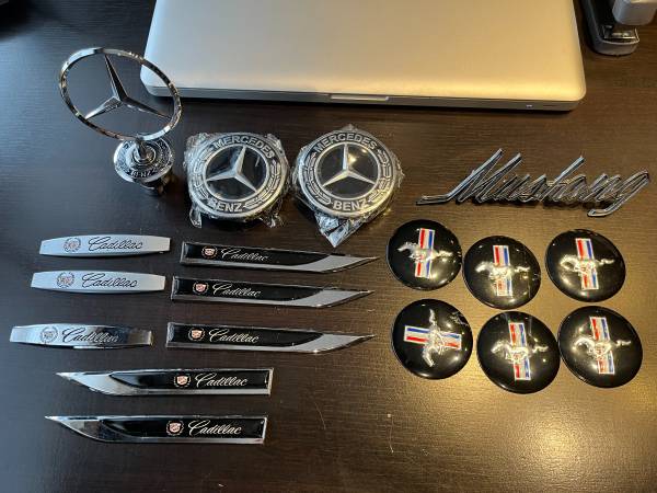 Photo OEM emblems, Avalanche, Mustang, Mercedes, Cadillac, Suzuki, brand new