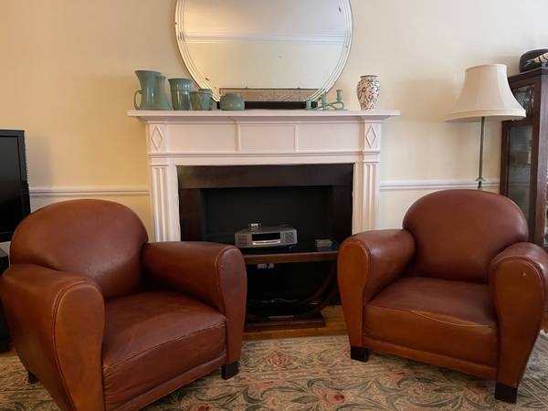 Photo Original Art Deco Leather Club Chairs (set of 2) $3,200