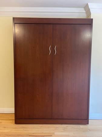 Photo Queen-sized murphy bed with headboard and overhead lights $1,000