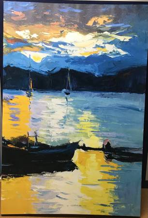 Photo Sailboat Twilight Large Accent Canvas Artwork $90