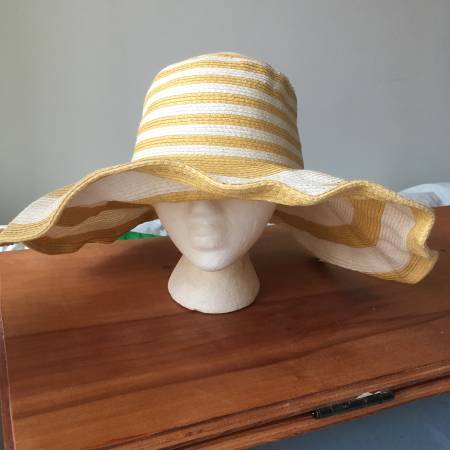 Photo San Diego hat co sun hat yellow and white stripes one size $25