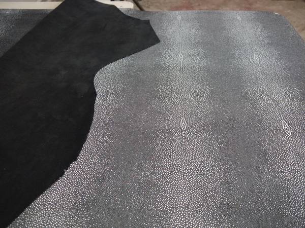 Stingray Embossed leather Hide Top Qiality.19.25 Square Feet BlackWhi $250