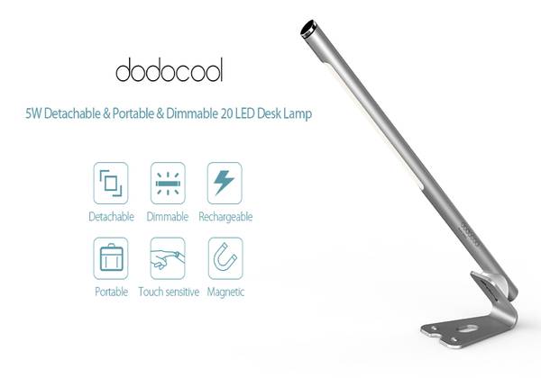 Photo dodocool 5W Detachable Portable Dimmable 20 LED Desk L - BRAND NEW $29