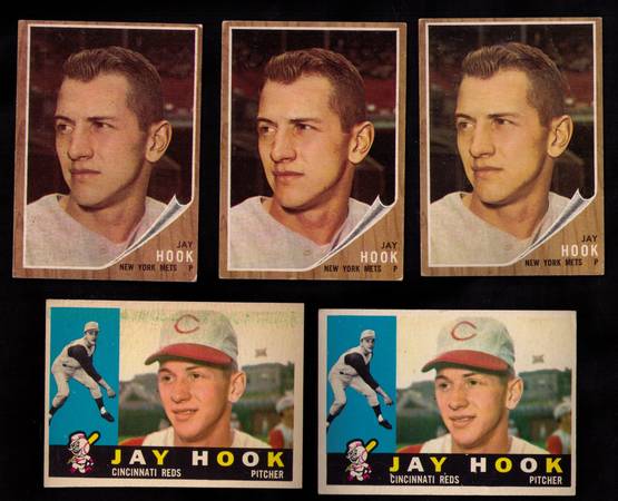 Photo 5ct Jay Hook Topps Cards 1960 1962 Cincinnati Reds  New York Mets $15