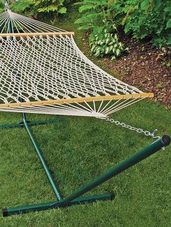 Photo rope hammock with metal stand $85