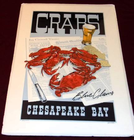Fantastic Chesapeake Bay Crabs Poster - Pencil-Signed  Numbered $45