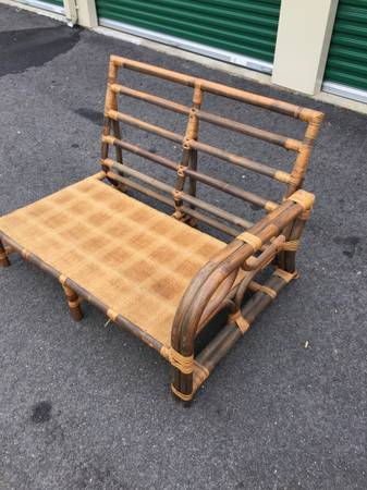 Photo Vintage Bamboo Two-Seat Couch Bohemian Style $500