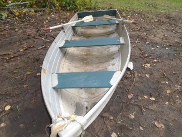 12 ft. aluminum boat w oars $125
